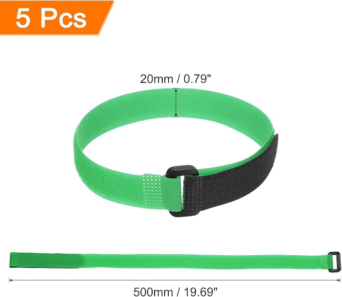 MECCANIXITY 5Pcs Reusable Battery Tie Down Straps, 0.8x20" Green Nylon - Image 2