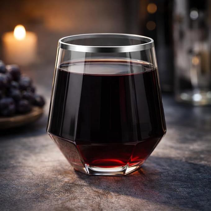 Oojami 40 Pack 12 oz Diamond Stemless Plastic Wine Glasses, Shatterproof - Image 9