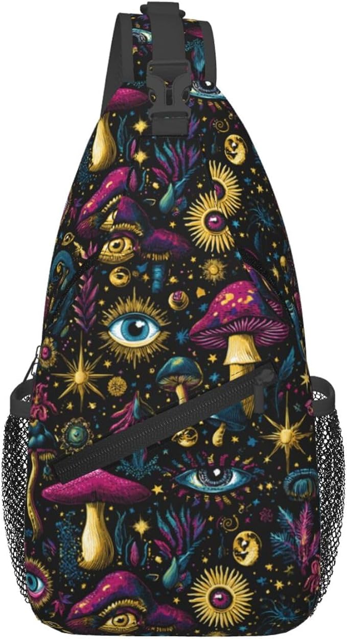 Psychadelic Trippy Art Sling Bag Crossbody Travel Hiking Chest Backpack by Unknown