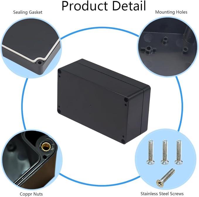 Project Box IP65 Waterproof Junction Box ABS Plastic Black Electrical Boxes DIY - Image 5