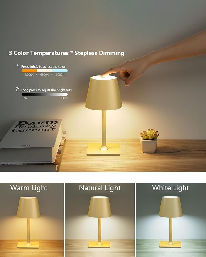 Fizrice Cordless Table Lamp, 6000mAh Battery Operated, 250LM Adjustable - Image 8
