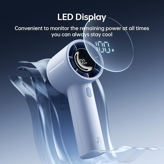 JISULIFE Handheld Turbo Fan, 5000mAh Rechargeable Portable Fans, 5 Speed Strong - Image 5