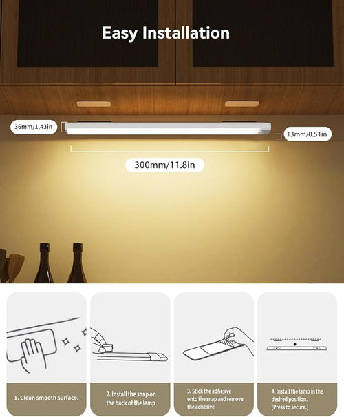 12 Inches Under Cabinet Lighting 3 Packs, Rechargeable Motion Sensor Light - Image 2
