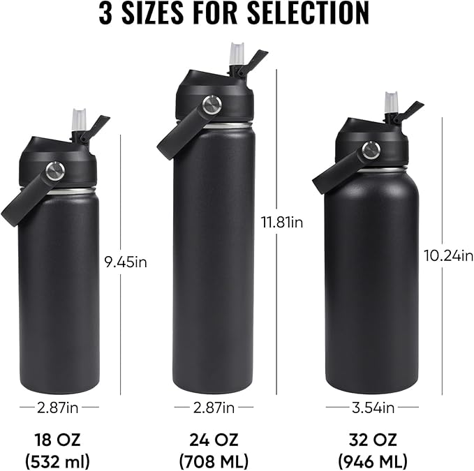 Fijinhom 18oz Insulated Stainless Steel Water Bottle, Wide Mouth Double Wall - Image 2