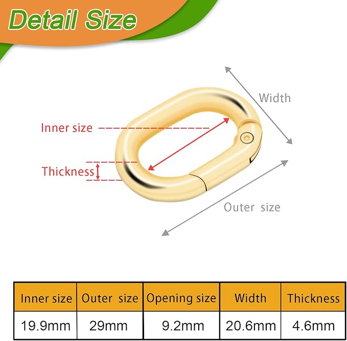 10Pack 3/4 Inch Small Oval Carabiner, Metal Spring Tiny Carabiner Clips - Image 2