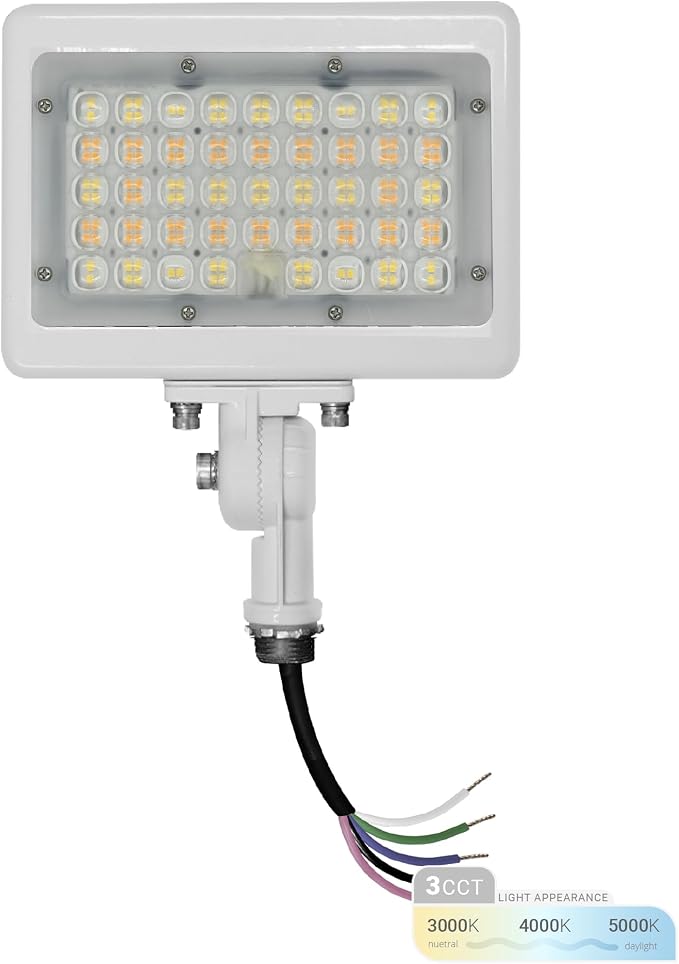 NUWATT 50W LED Flood Light, 3CCT 3000K/4000K/5000K Selectable, IP65 Waterproof by NUWATTLighting