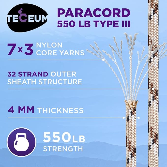 TECEUM Reflective Paracord Rope 1000 – 1000ft/200ft/100ft/50ft – 40+ Colors – - Image 2