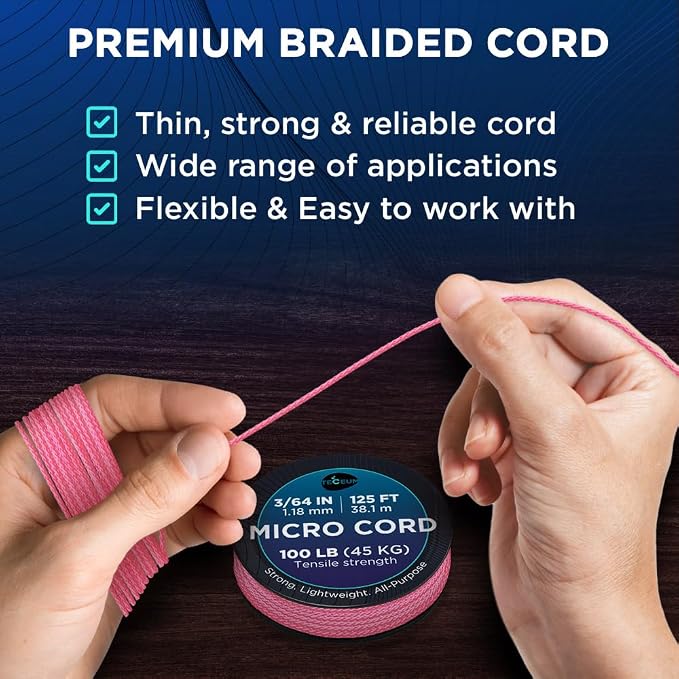 TECEUM Micro Paracord – 1.18 mm X 125 ft – Micro Utility Cord – Thin Braided - Image 3