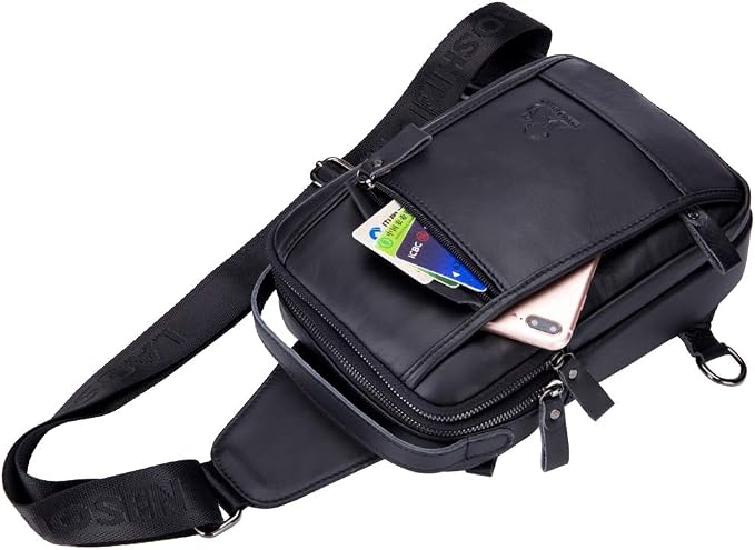 Leather Sling Bag Backpack for Men Women Outdoor Travel Hiking Business - Image 6