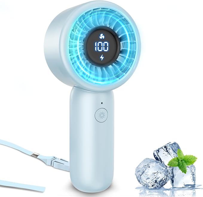 Portable Handheld Fan Personal Small Turbo Hand Fan Powerful, USB Rechargeable by AUIIAH