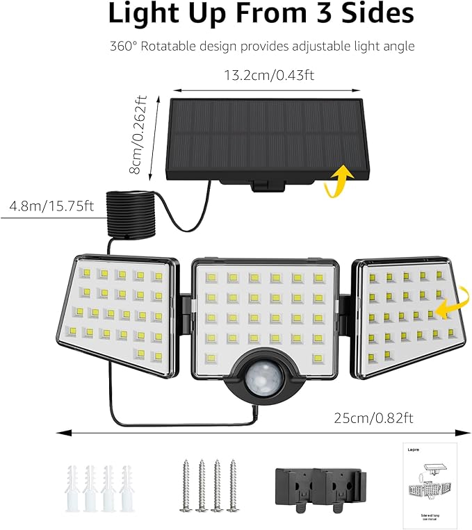 Solar Lights for Outside, WL5000 Motion Activated Security Lights, Separate - Image 6