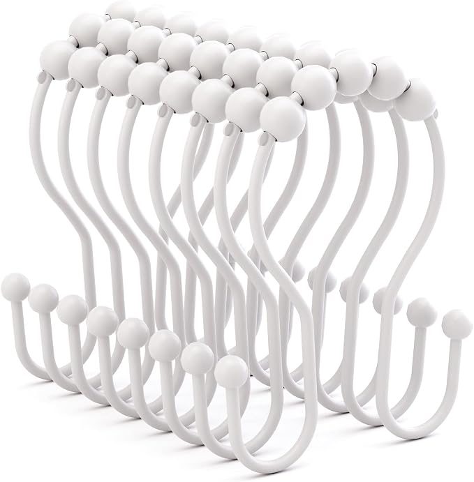 Bathway White Shower Curtain Hooks and Rings by Bathway