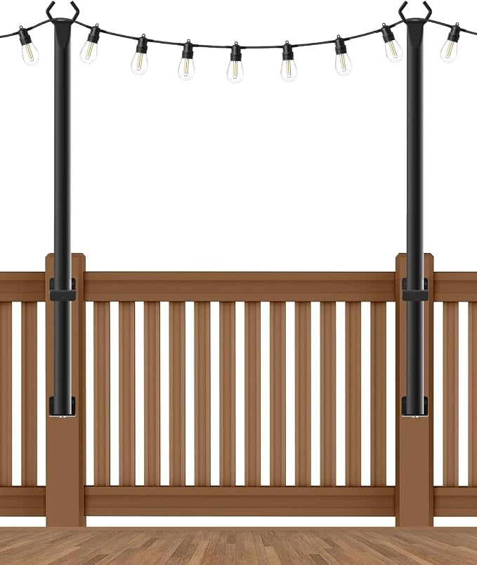 2 Pack String Light Poles, 5Ft Metal Poles by NUERPO