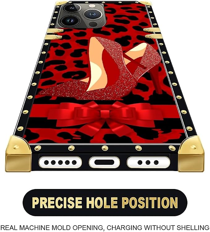 Compatible with iPhone 16 Pro Case, Elegant High Heels Luxury Golden Decoration - Image 5