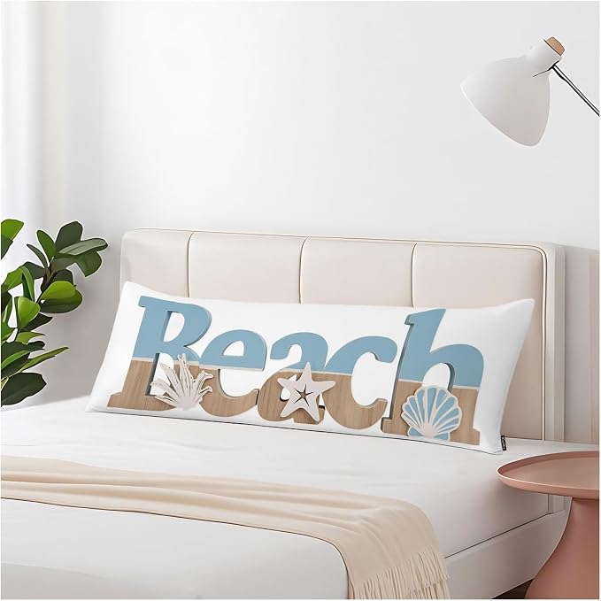 Beach Body Pillow Cover, Decorative Body Pillow Covers Ocean Starfish Seashells by Unknown
