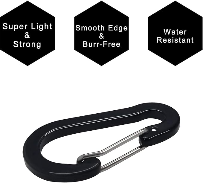 Mini Carabiner Clip Aluminum Lightweight D-Shape Spring - Image 7
