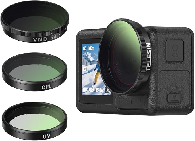 TELESIN Filters Set for DJI Osmo Action 5 Pro / 4/3, VND 2-32 Variable ND Filter by telesin