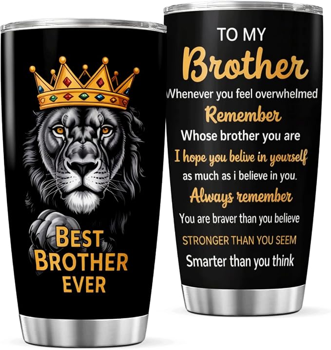 CUBICER Best Brother Ever Lion Design Stainless Steel Tumbler 20 Oz by CUBICER