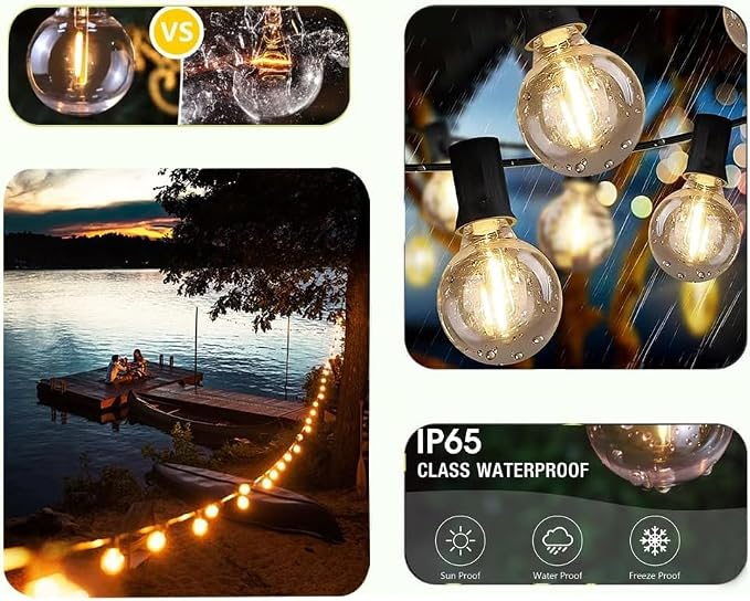 Lampat String Lights, LED 25Ft G40 Globe String Lights - Image 4