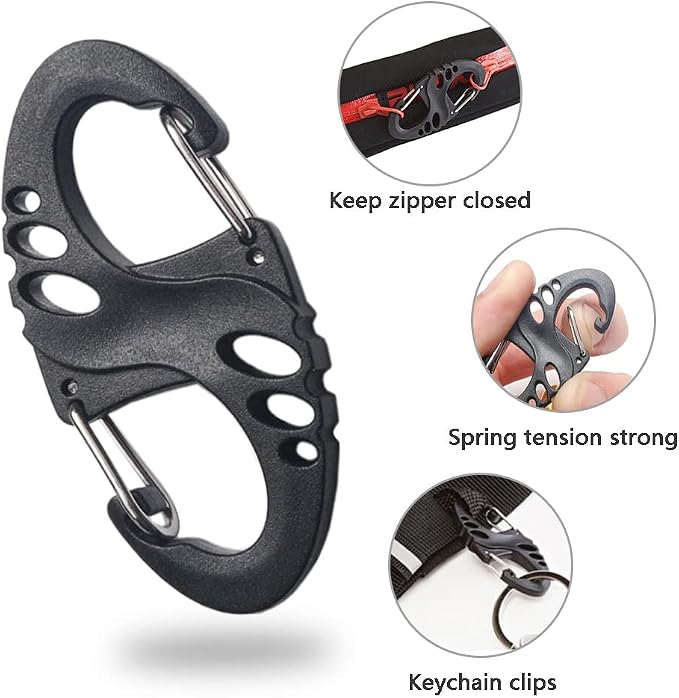 12 Pack 2" Carabiner Clip Plastic S Carabiner Clips Paracord Keychain Hooks - Image 6