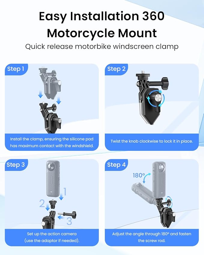Motorcycle Windshield Clip Camera Mount - Image 4