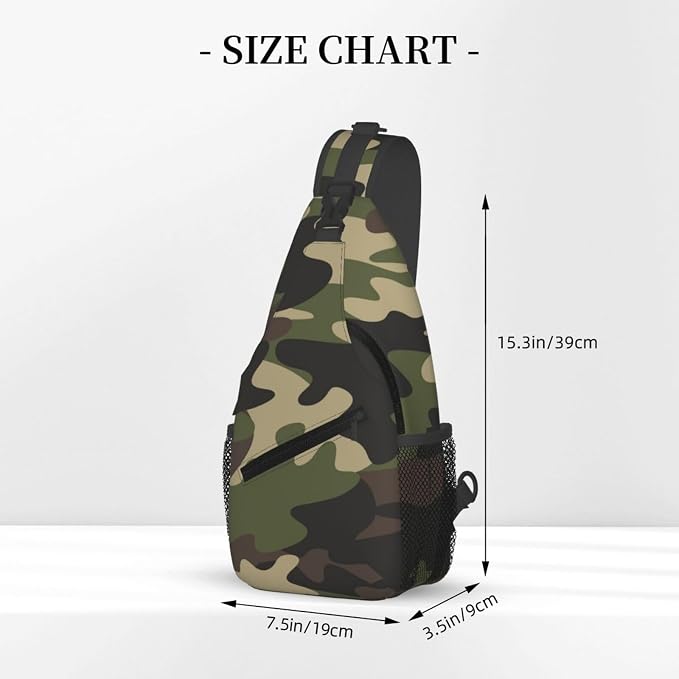 Camo Crossbody Sling Bags for Women Men Classic Green Brown Colors Camouflage - Image 2