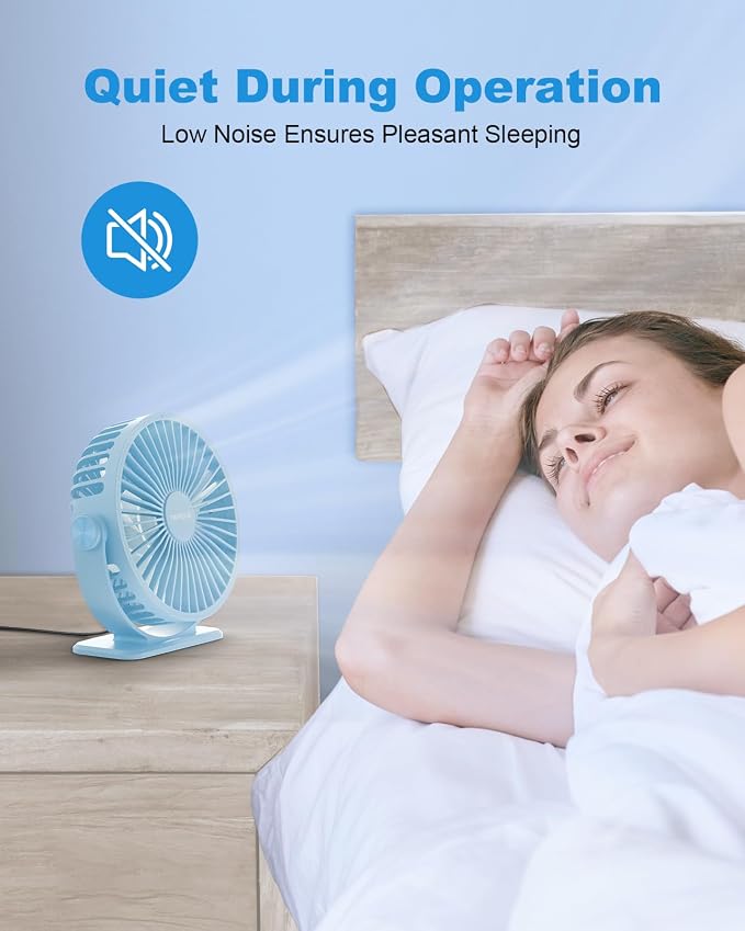 TriPole Small Desk Fan USB Powered Mini Portable Fan, 3 Speeds Strong Breeze - Image 4
