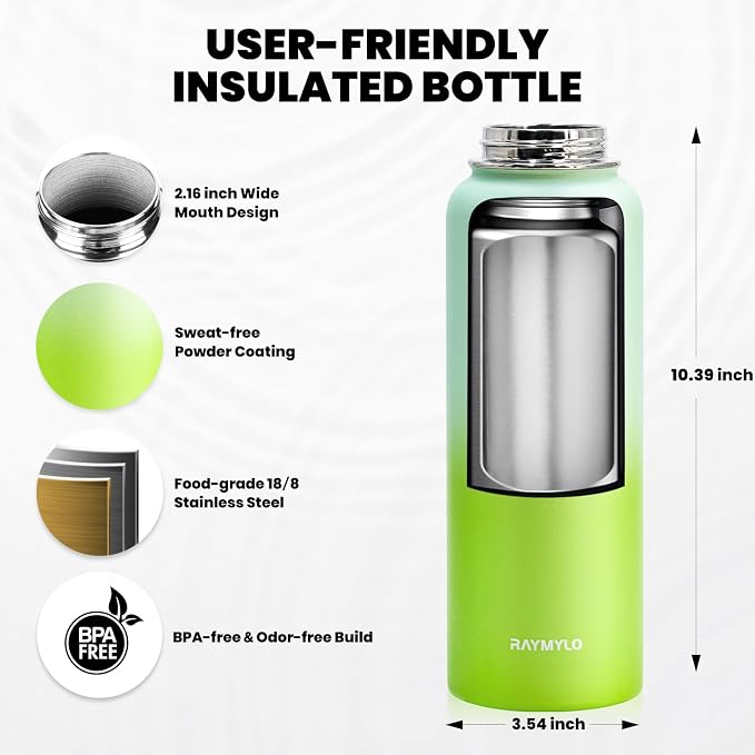 RAYMYLO Insulated Water Bottle 40 oz, Triple Wall Vacuum Stainless Steel - Image 5