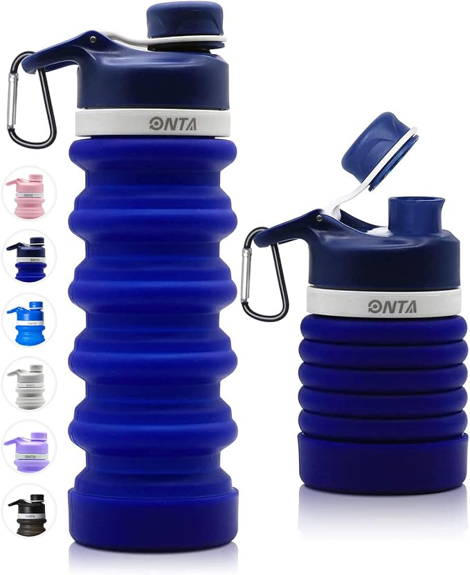 ONTA Collapsible BPA Free Silicone Water Bottle, 20oz by ONTA