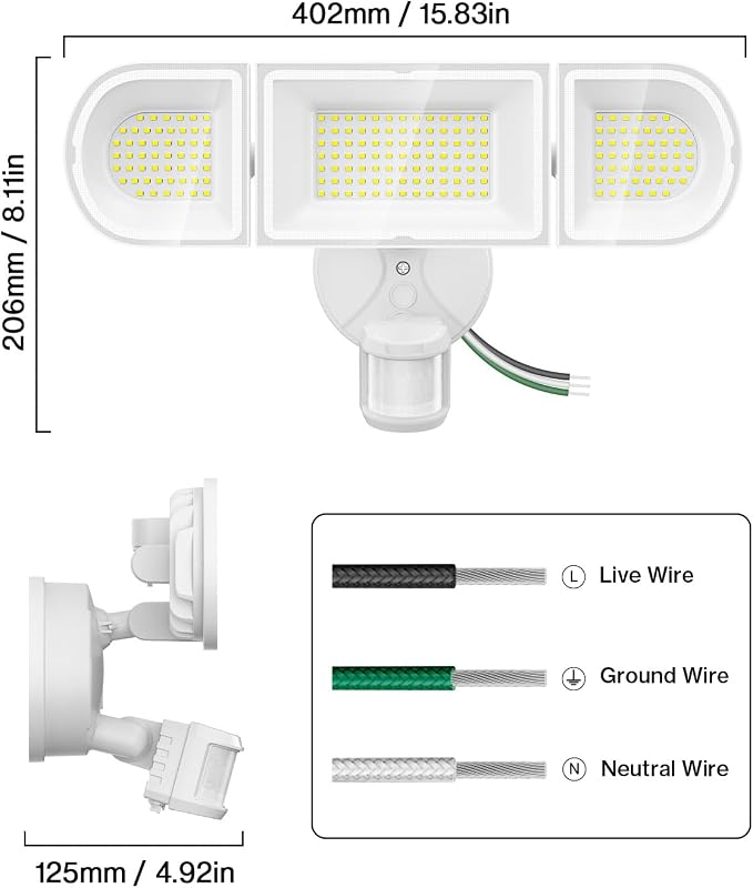 Olafus 180W Motion Sensor Outdoor Lights, 18000LM Dusk to Dawn LED Flood Lights - Image 3