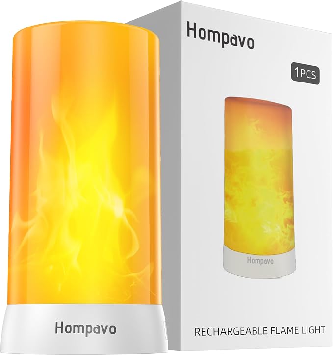 Hompavo 【Upgraded】 LED Flame Lights, 4-Mode Rechargeable Battery Operated by Hompavo