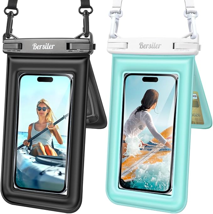 Floating Waterproof Phone Pouch 2 Pack, IPX8 Waterproof Phone Case by BERSILER