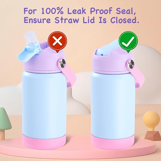 Kerilyn 12oz Kids Water Bottle 2 Pack, Stainless Steel Insulated Water Bottle - Image 6