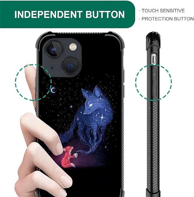 for iPhone 14 Plus Case, Galaxy Fox Wolf Pattern Graphic Design Girl Boy Soft - Image 4