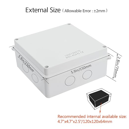 LeMotech Junction Box, Electrical Box IP65 Water Resistant Dustproof ABS - Image 2