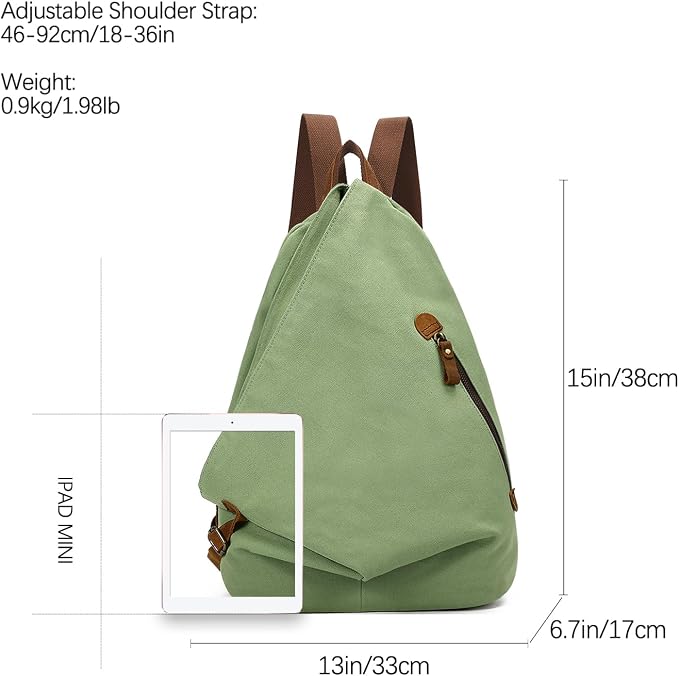 KL928 Canvas Vintage Backpack – Large Casual Daypack Outdoor Travel Rucksack - Image 2