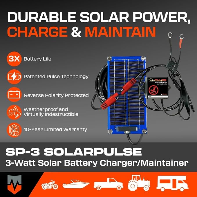 PulseTech SolarPulse Solar Battery Charger Maintainer, 3 Watt - Image 4