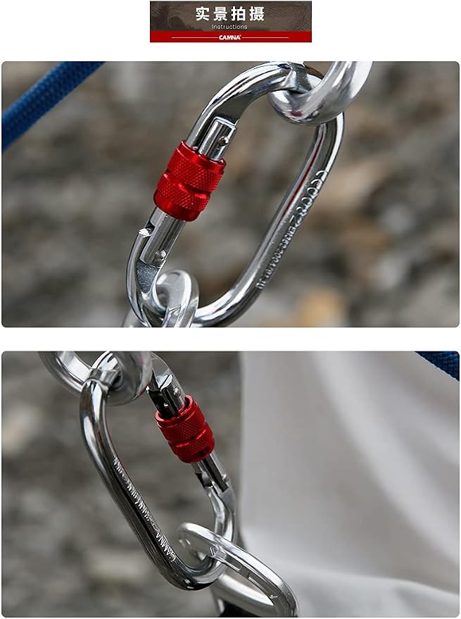 Heavy Duty Locking Climbing Carabiner Clip CE Rated 25 kN 5600 LB Rugged - Image 3