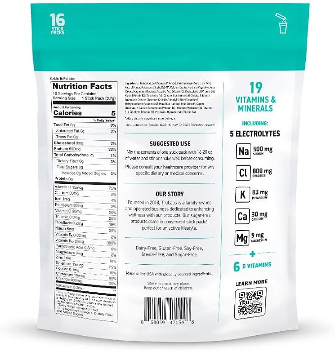 TRULABS Hydrate Electrolyte Drink Mix – Strawberry Lemon Flavor, Sugar-Free - Image 5
