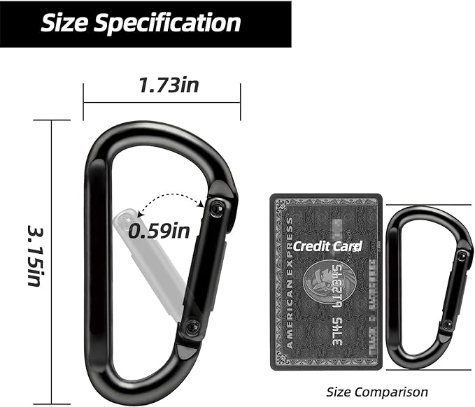 EZYA Heavy Duty Carabiner Clips, 860lbs - Image 2