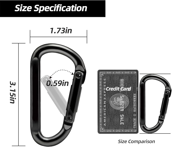 EZYA Heavy Duty Carabiner Clips, 860lbs - Image 2