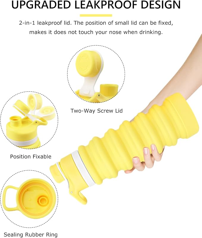 Nefeeko Collapsible Water Bottle, 26oz Silicone Foldable Water Bottles - Image 3