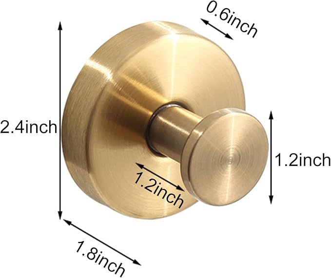 4 Pack Gold Stainless Steel Suction Cup Hooks, No Drill, Front Door - Image 5