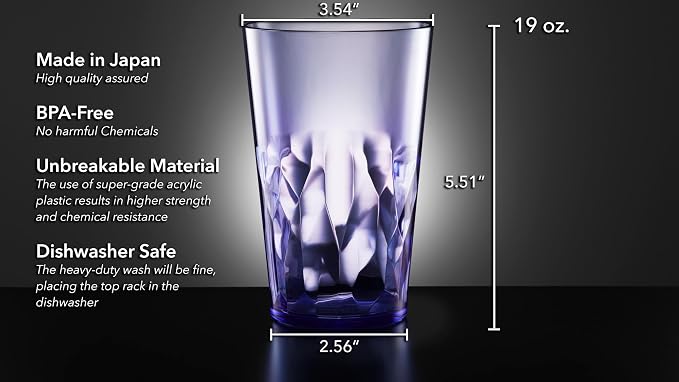 SCANDINOVIA - 19oz Unbreakable Premium Drinking Glasses Set of 6 - Super Grade - Image 3
