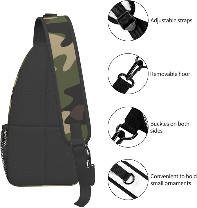 Camo Crossbody Sling Bags for Women Men Classic Green Brown Colors Camouflage - Image 4
