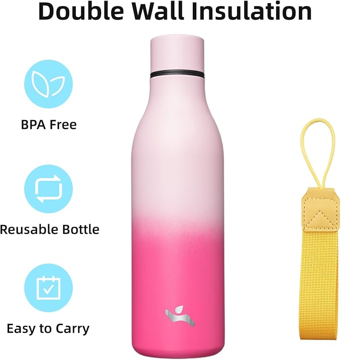 Insulated Water Bottle with Strap, 25 oz Double Wall Stainless Steel Vacuum - Image 3
