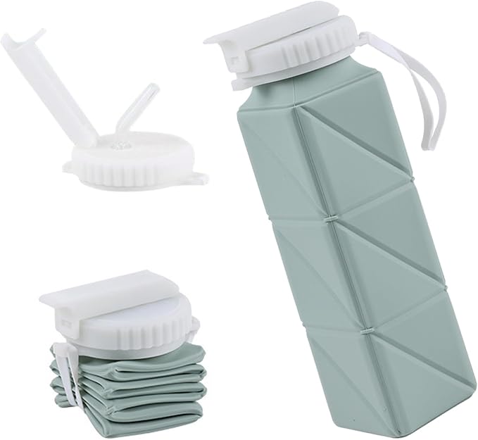 EOBTAIN Green Silicone Collapsible Water Bottle by EOBTAIN