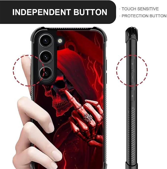 for Samsung Galaxy S23 Plus Case, Gestures Funny Skull Pattern Graphic Design - Image 6