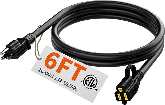 HUANCHAIN Indoor Outdoor Black Extension Cord 6 ft Waterproof, 16/3 Gauge by huanchain