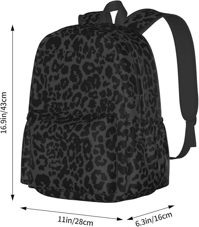 cfpolar 17 Inch Backpack Dark Gray Cheetah Leopard Print Laptop Bag Shoulder - Image 4